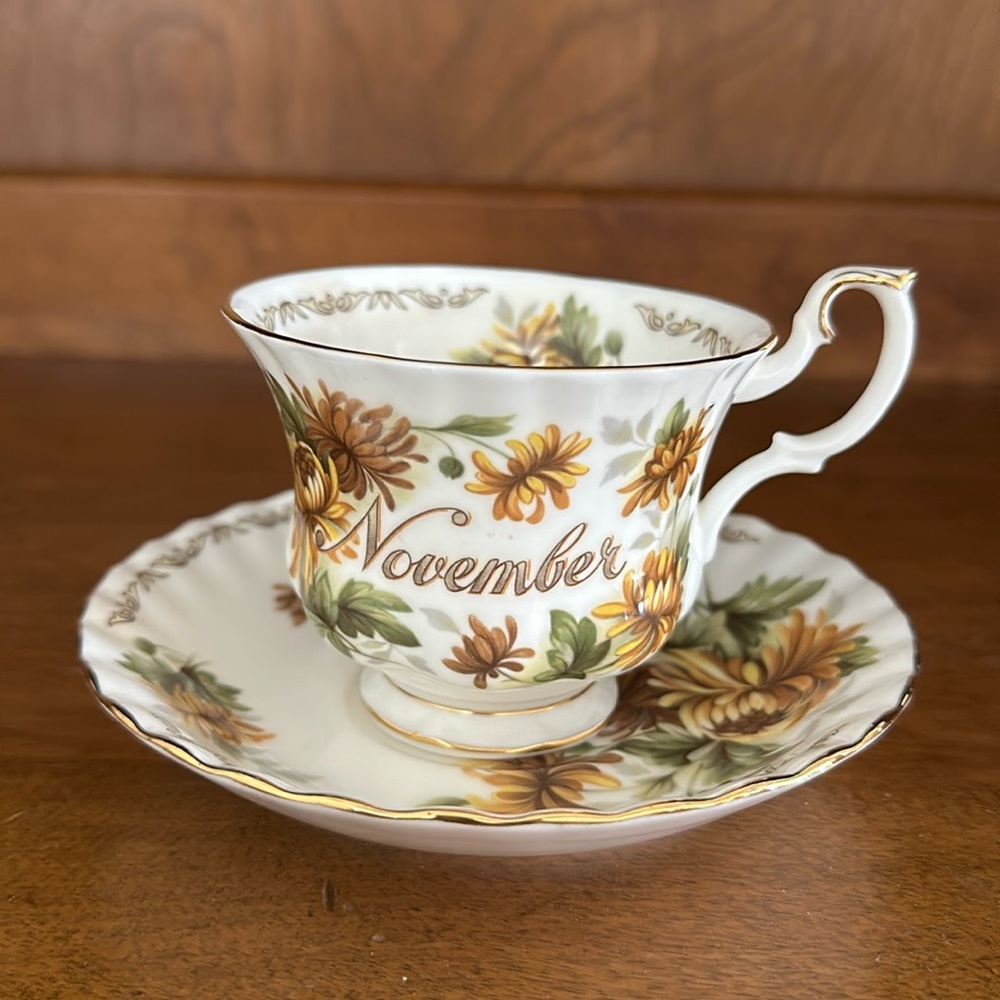 Golden Crown E &R Bouquet of Month Cup and Saucer